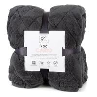 Koc mikroflano z tłoczeniem w formie jodełki CARO 150X200 stalowy