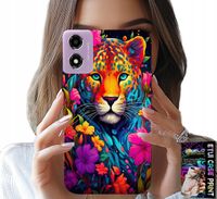 ETUI DO MOTOROLA MOTO E14 - KWIECISTE WZORY TYGRYS TYGRYSEK + FOLIA
