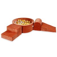 Piankowy plac zabaw z basenem okrągłym 90x30 Velvet soft canyon clay + 200 piłek (beżowe, złote, przezroczyste)