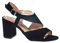 Sandały zamszowe na obcasie słupku 8 cm. czarne Rozmiar obuwia - 36