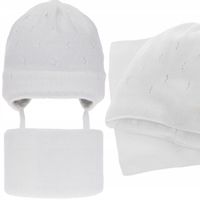 KOMPLET dla noworodka CZAPKA KOMIN dla noworodka DO CHRZTU 36-38
