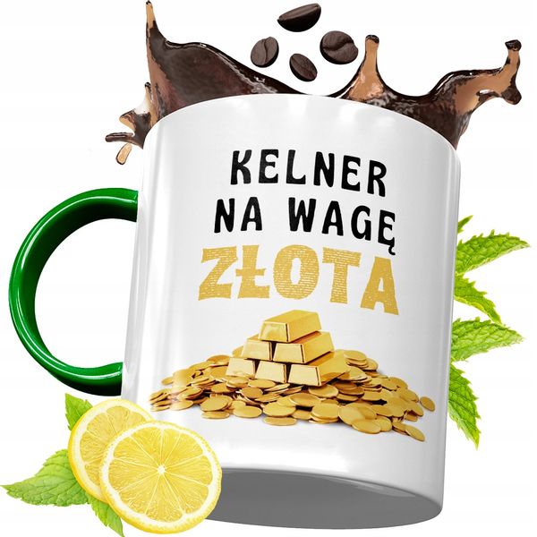 Kubek Zielony Dla Kelnera Kelnerki Na Prezent Z Nadrukiem Ze Zdjęciem zdjęcie 1