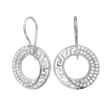 SREBRNY KOMPLET KOŁA WZÓR GRECKI Z CYRKONIAMI PRÓBA SREBRA 925 zdjęcie 2