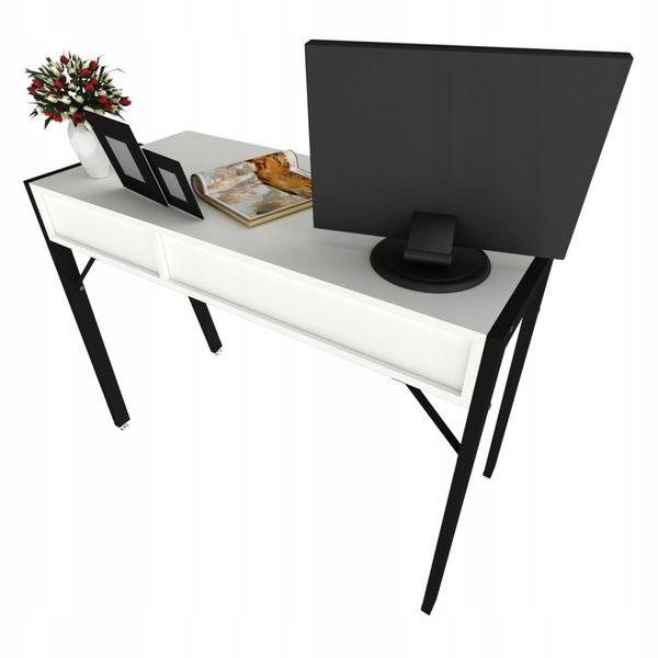 BIURKO NOWOCZESNE Z SZUFLADAMI BIAŁE DUŻE NA CZARNYCH NOGACH PREMIUM 100 CM zdjęcie 7