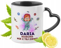 Kubek Czarny Z Uszkiem W Kształcie Serca Dla Darii Idealny Na Prezent