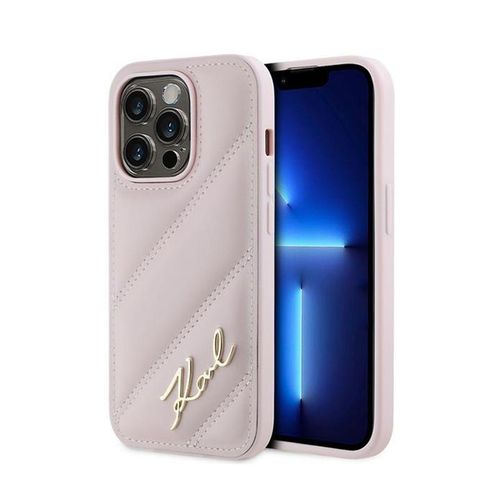 Karl Lagerfeld Diagonal Quilted Script - Etui iPhone 14 Pro Max (różowy) na Arena.pl