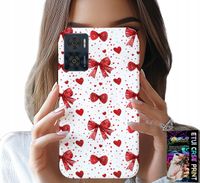ETUI DO MOTOROLA MOTO E22 / E22I - CZERWONE WSTĄŻKI WSTĄŻKA MODNE WZORY