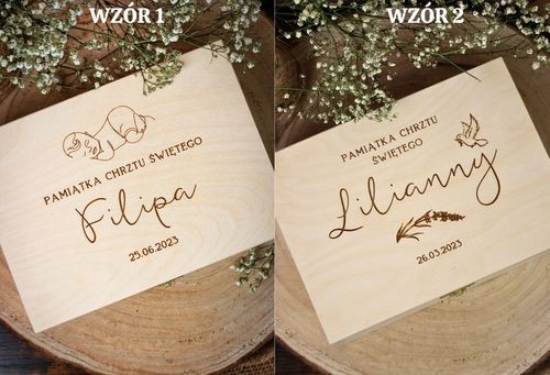 Pamiątka Chrztu Świętego Pudełko GOTOWY PREZENT NA CHRZEST PREMIUM Grawer na Arena.pl