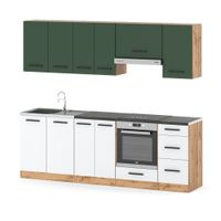 Kuchnia 2.4m Modułowa Nowoczesna Duża Wotan Butelkowa Zieleń Biała Mat