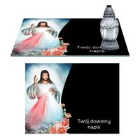 SZKLANA PODSTAWKA POD ZNICZE TWÓJ DOWOLNY TEKST 40x30cm 572b