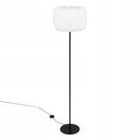 LAMPKA STOJĄCA CZARNA BAWEŁNIANY ABAŻUR BIAŁA Ø 37 x 150 CM DO WNĘTRZ