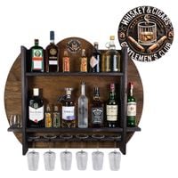 Drewniany barek na ścianę półka barowa ścienna na alkohol i kieliszki – barek wiszący loft vintage BRAUN Gentelmens Club