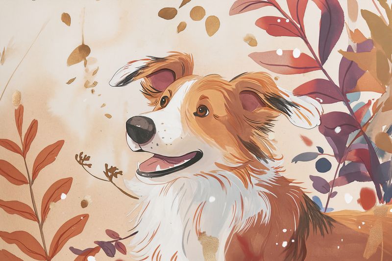 Plakat 45x30cm Collie Jesienną Porą zdjęcie 1