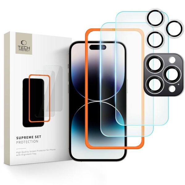 szkło hartowane tech-protect supreme set 3-pack iphone 16 pro max zdjęcie 1