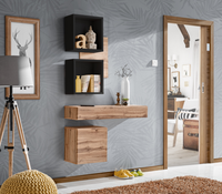 Zestaw Mebli Do Przedpokoju Półki Szuflada Szafka Dąb Wotan +Czarny IZZI AM