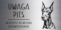 Tabliczka 20x10 cm UWAGA PIES Doberman LAMINAT Z GRAWEREM