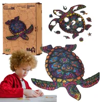Puzzle drewniane eko 68 elementów. Długowieczny żółw