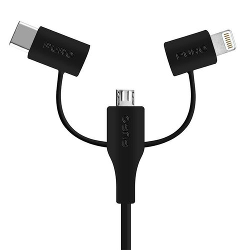 PURO Type-C Cable 3in1 MICRO USB&USB-C&Lightning MFi , 1 m (czarny) na Arena.pl