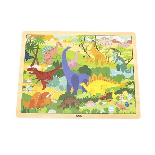 Viga 44584 Puzzle na podkładce 48 elementów - poznajemy dinozaury na Arena.pl