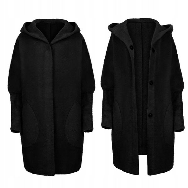 PŁASZCZ ALPAKA KAPTUR WEŁNA OVERSIZE KOLORY zdjęcie 13