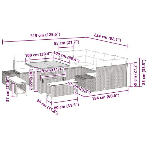 Zestaw Sof na Ogród z przechowywaniem 12 pcs Czarny Polirattan na Arena.pl