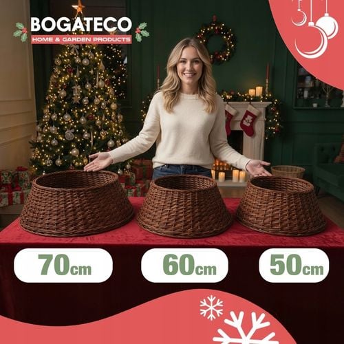 OSŁONA WIKLINOWA NA STOJAK POD CHOINKĘ 70CM OSŁONKA DO CHOINKI BRĄZOWA na Arena.pl