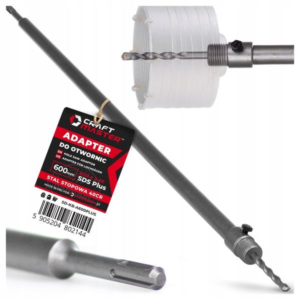 ADAPTER do OTWORNIC PRZEDŁUŻKA 600mm M22x2.0 KORONKI SDS PLUS do zdjęcie 1