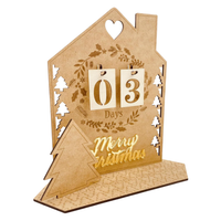 Drewniany Domek Kalendarz Adwentowy DIY 20x20 cm Dekoracja na Stół Brązowy