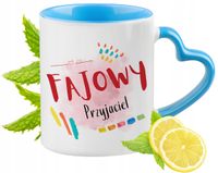 Dla Przyjaciela Kubek Błękitny Z Uszkiem W Kształcie Serca Na Prezent
