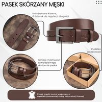 pasek męski skórzany premium z klasyczną klamrą elegancki