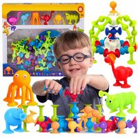 DUŻE KLOCKI KONSTRUKCYJNE PRZYSSAWKI SILIKONOWE ZESTAW FIGURKI PREZENT 96EL