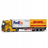 MERCEDES-BENZ SAMOCHÓD CIĘŻARÓWKA NACZEPA DHL I FEDEX DO ZABAWY 1:24