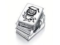 SREBRNY KORALIK CHARMS BEADS KSIĄŻKA SOWA OWL PTAK
