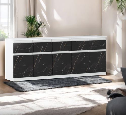 Komoda Z 5 Szufladami Do Salonu Sypialni Pojemna Szafka Biała San Sebastian na Arena.pl