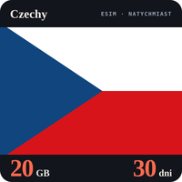 Karta eSIM Internet Czechy 20 GB na 30 dni - bez rejestracji