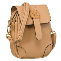 mini torebka damska ze skóry ekologicznej w brązowym kolorze zawieszona