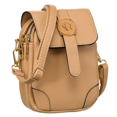 mini torebka damska ze skóry ekologicznej w brązowym kolorze zawieszona na Arena.pl