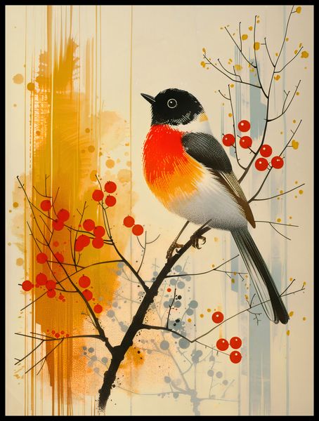 Plakat 60x80cm Jesienny Rudzik zdjęcie 2