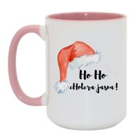 KUBEK "HO HO CHOLERA JASNA!" Wzór - Duży Biało-Różowy 450 ml