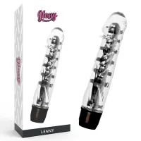 glossy lenny czarny - wibrujący model intymny z tpe, 14 cm