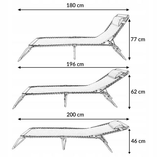 LEŻAK SKŁADANY OGRODOWY ŁÓŻKO POLOWE Z PODUSZKĄ TURYSTYCZNE RELAX C. SZARY na Arena.pl