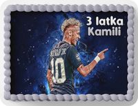 PROSTOKĄTNY OPŁATEK NA TORT A4 20x29CM - NEYMAR PIŁKA + IMIĘ
