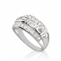 SREBRNY PIERŚCIONEK WZÓR GRECKI Z CYRKONIAMI PRÓBA SREBRA 925