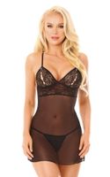 koronkowa koszulka babydoll alice softline czarna s/m