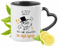 Kubek Czarny Z Uszkiem W Kształcie Serca Dla Szefa Na Prezent Niespodziankę