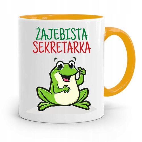 Kubek Żółty Prezent Dla Sekretarki Żajebista Z Nadrukiem Ze Zdjęciem na Arena.pl
