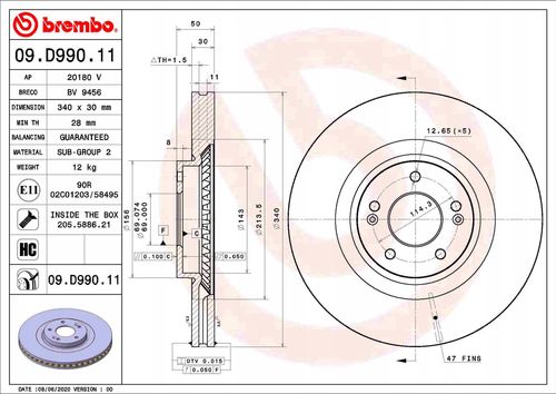 TARCZA HAM PRZOD 340X30 V BREMBO na Arena.pl