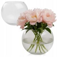 KULA W PRĄŻKI SZKLANY DEKORACYJNY WAZON NA KWIATY ŻYWE CIĘTE OZDOBA STOŁU