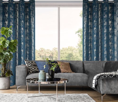 Zasłona welwetowa na przelotkach Eurofirany 140X250 INGRID granat na Arena.pl