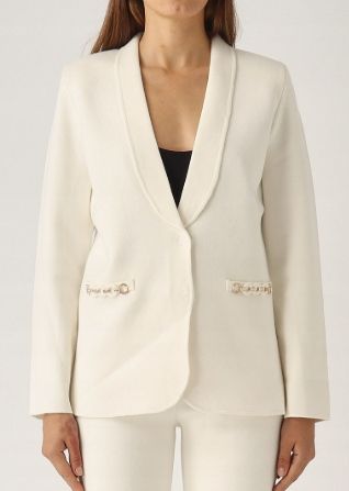 TWINSET KNITTED BLAZER WITH DOUBLE POCKET EFFECT BIJOUX XS zdjęcie 3